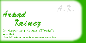 arpad kaincz business card